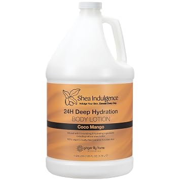 Ginger Lily Farms Botanicals Shea Indulgence 24H Deep Hydration Body Lotion, Coco Mango, 100% Vegan & Cruelty-Free, Coconut Mango Scent, 1 Gallon 128 fl oz Refill