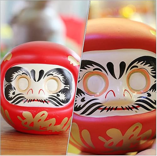 Miniatura 5 de STOBOK Decoración para el hogar, caja de ahorro de muñeca japonesa Daruma de cerámica, alcancía de gato, banco de deseos, estatua zen de la suerte,