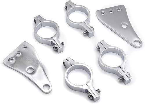 Miniatura 7 de HTTMT MT299-007-CD Abrazaderas de señal de giro cromadas 1.378 in Soporte de montaje de faro Horquilla Oído Chopper Cafe Racer Negro Compatible con