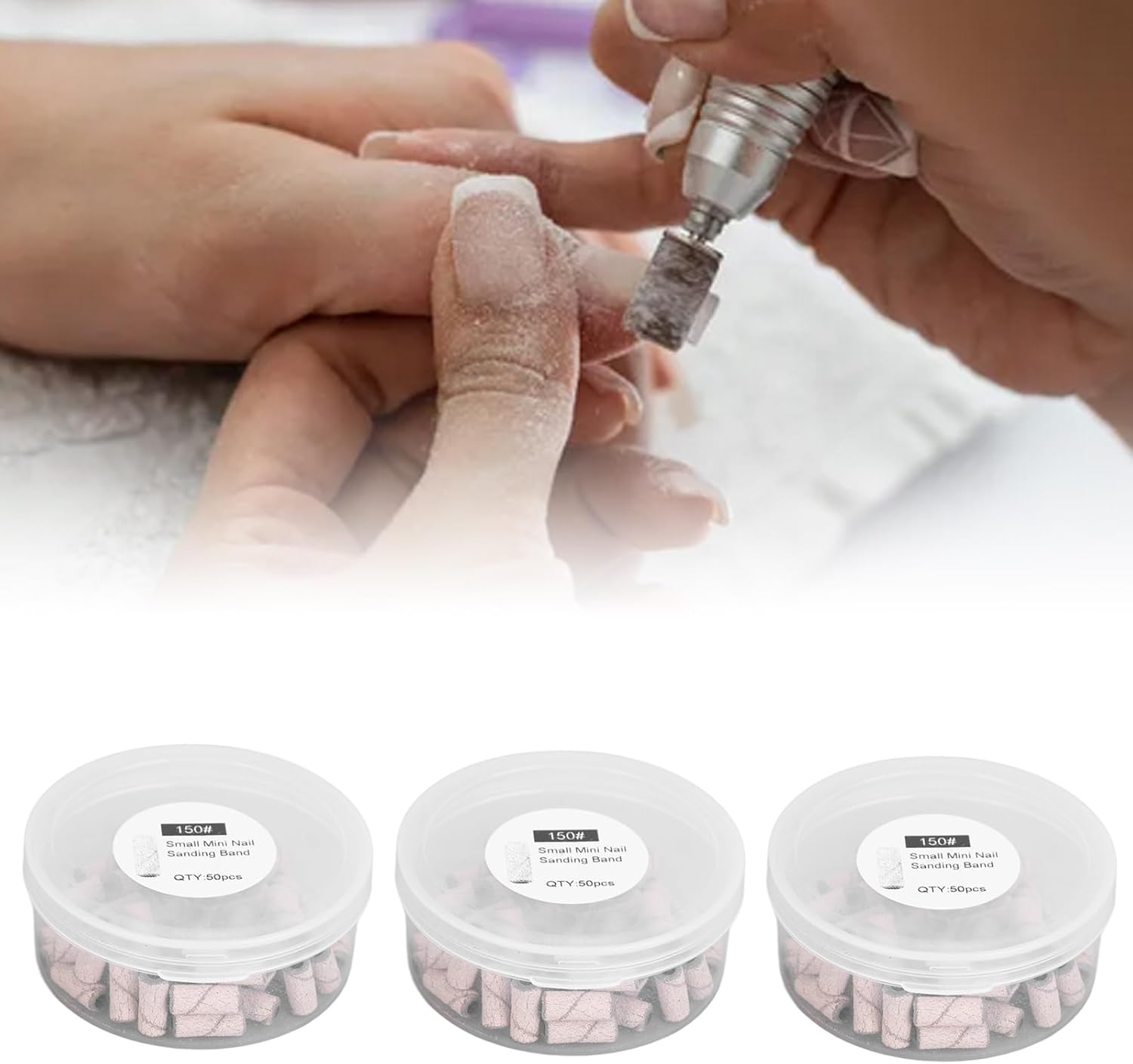 Horoper Nail Sanding Bands, 150pcs Nail Art Sanding Bands Nail Art Sanding Dead Skin Removal Manicure Polishing Grinding Bands for Electric Nail Files Nail Drill()