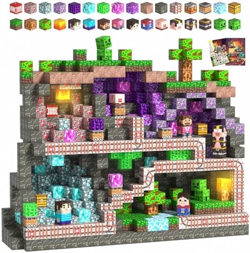 SSAWER Magnetische Bausteine Leuchtend,150 Teile (Bergwerksschlacht) | Montessori Kreative Spielzeug für Junge und Mädchen ab 3 Jahren, Magnetic Building Blocks,Geschenke für Kinde
