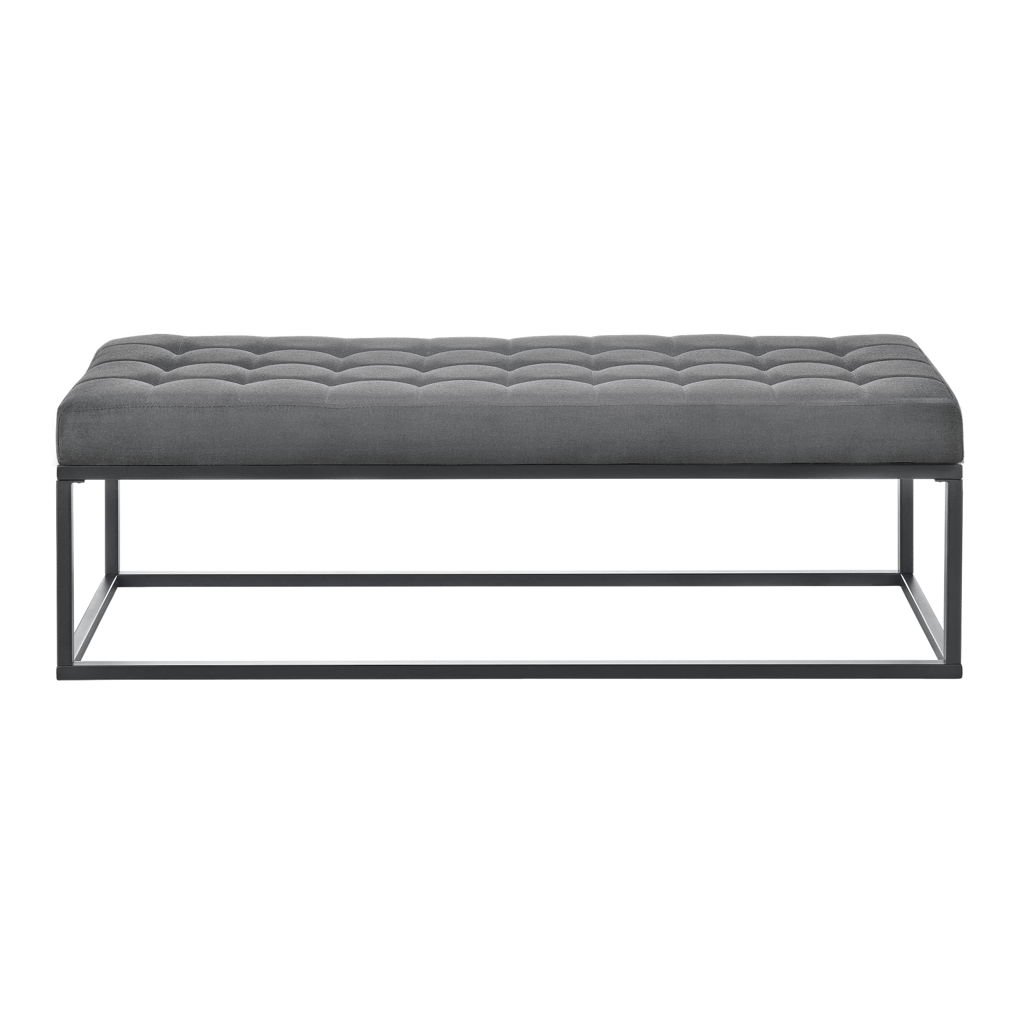 pro.tec Tabouret Rembourré Banc Élégant Banquette Stylée Solide avec Pieds Métalliques Housse Textile 120 x 40 x 38 cm Gris