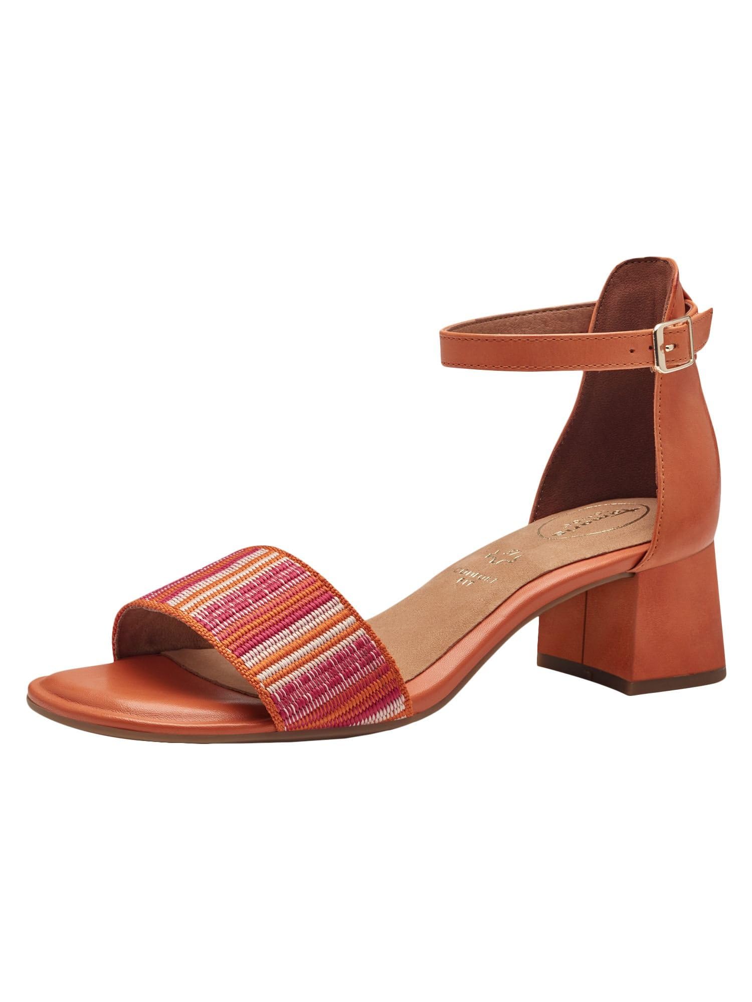 Tamaris COMFORT Damen Sandalen mit Absatz aus Leder mit verstellbarem Riemen