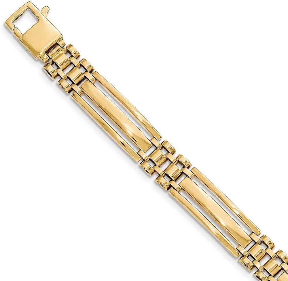 14k Yellow Gold Mens 8.5 Inch Link Bracelet Men Fine Jewelry For Dad Mens Gifts For Him: Clothing, Shoes & Jewelry