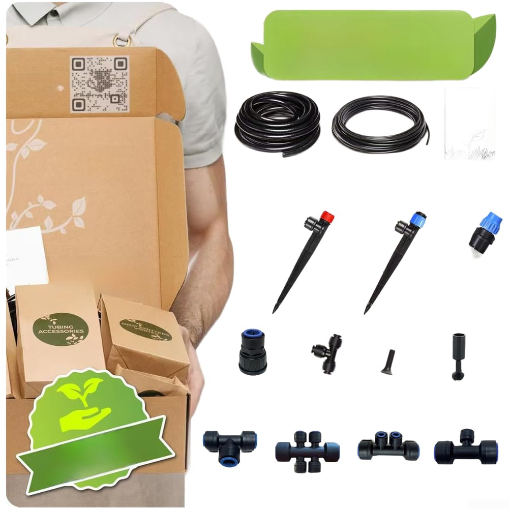 Per sistema di irrigazione efficiente per esterni, con irrigazione a goccia a innaffiamento rapido, ugelli regolabili e struttura in plastica per serre, prati, aiuole (B)
