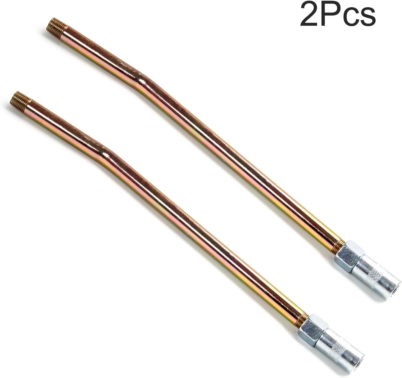 Utoolmart Plated Iron Pipe Butter Hose and Accessories 230mm Length 10mm Pipe Diameter for Use With Hand Operated Grease Guns 2Pcs