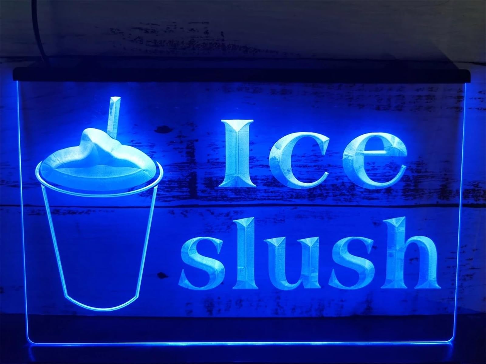 KEYQEEN Ice Slush Neon Sign, Drink Shop Party 24-Key Remote Control Dimming LED Neon Lights for Wall Decoration USB Luminous Signboard,40x30cm
