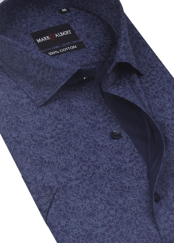 Image of MARK & ALBERT Men's 100% Cotton Printed Half Sleeves Regular Fit Shirt for Men
