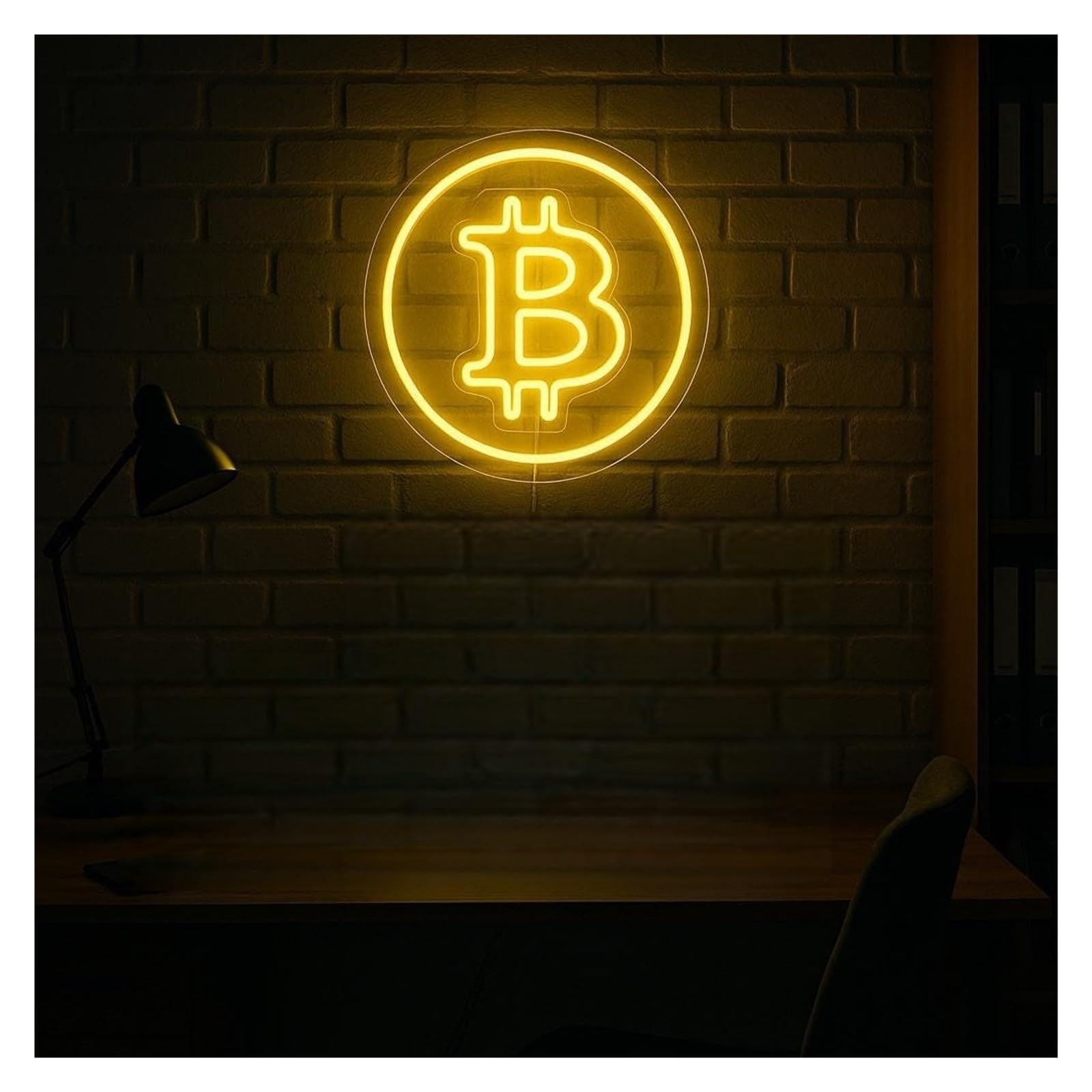 RONGCH Hanging Art Signs Bitcoin Neon Sign, Suitable for Gaming Setup, Office, Man Cave Decor with Dimmable 38cm(A)