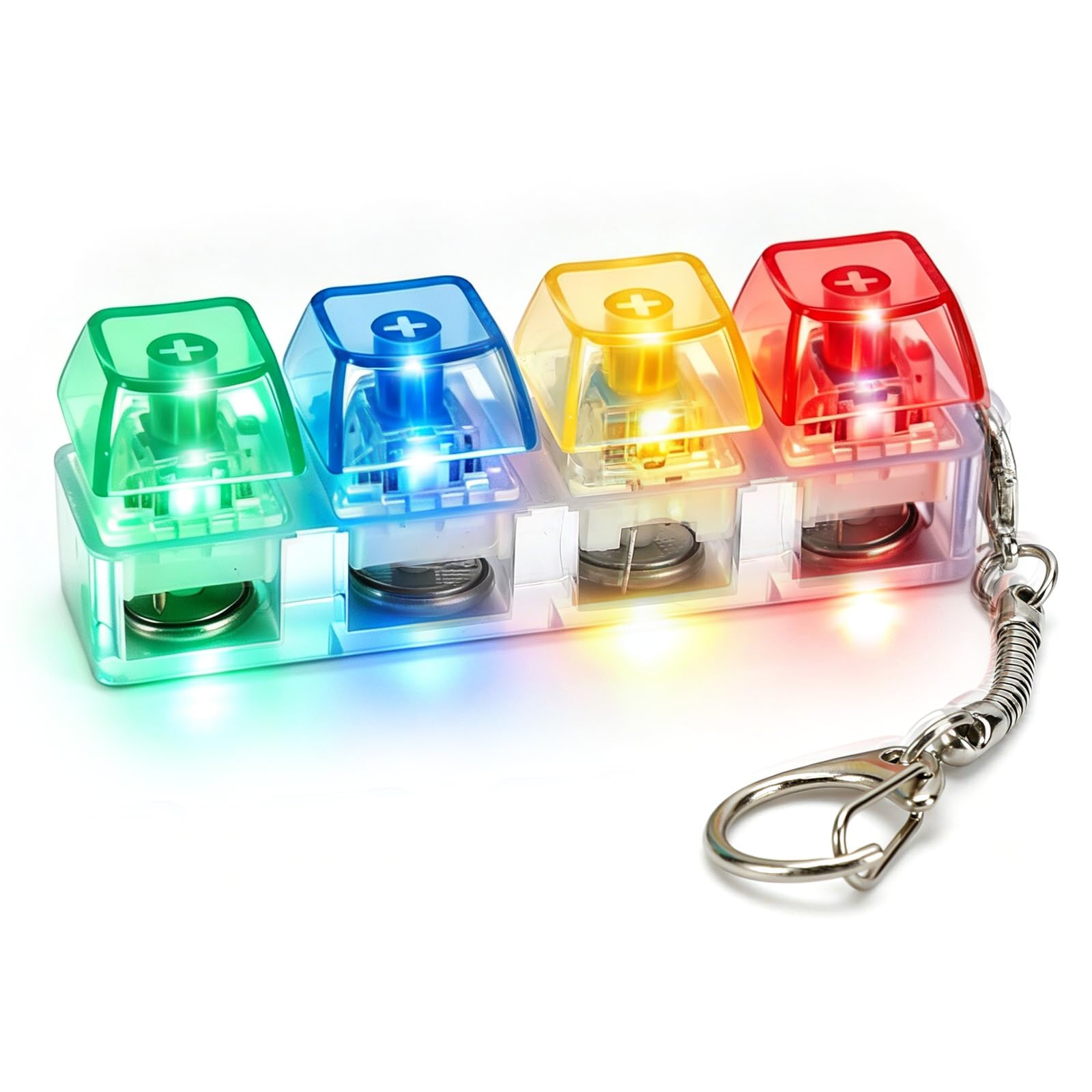 Photo 1 of 1 Pack Keyboard Fidget Keychain with LED Lights,Stress Relief Toy