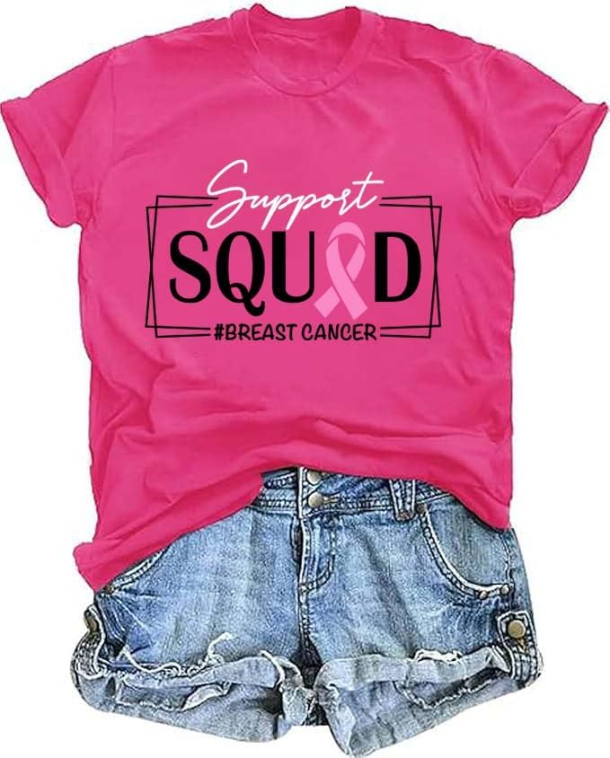 Breast Cancer Shirts for Women Pink Ribbon Breast Cancer Awareness T-Shirt Cancer Care Gifts Cancer Survivor Tee Tops
