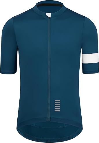 Mens Cycling Jersey, Seamless Bonded Cuff, Zipper Pocket, Short Sleeve, Lightweight Aero Race Fit Road Bike Shirt
