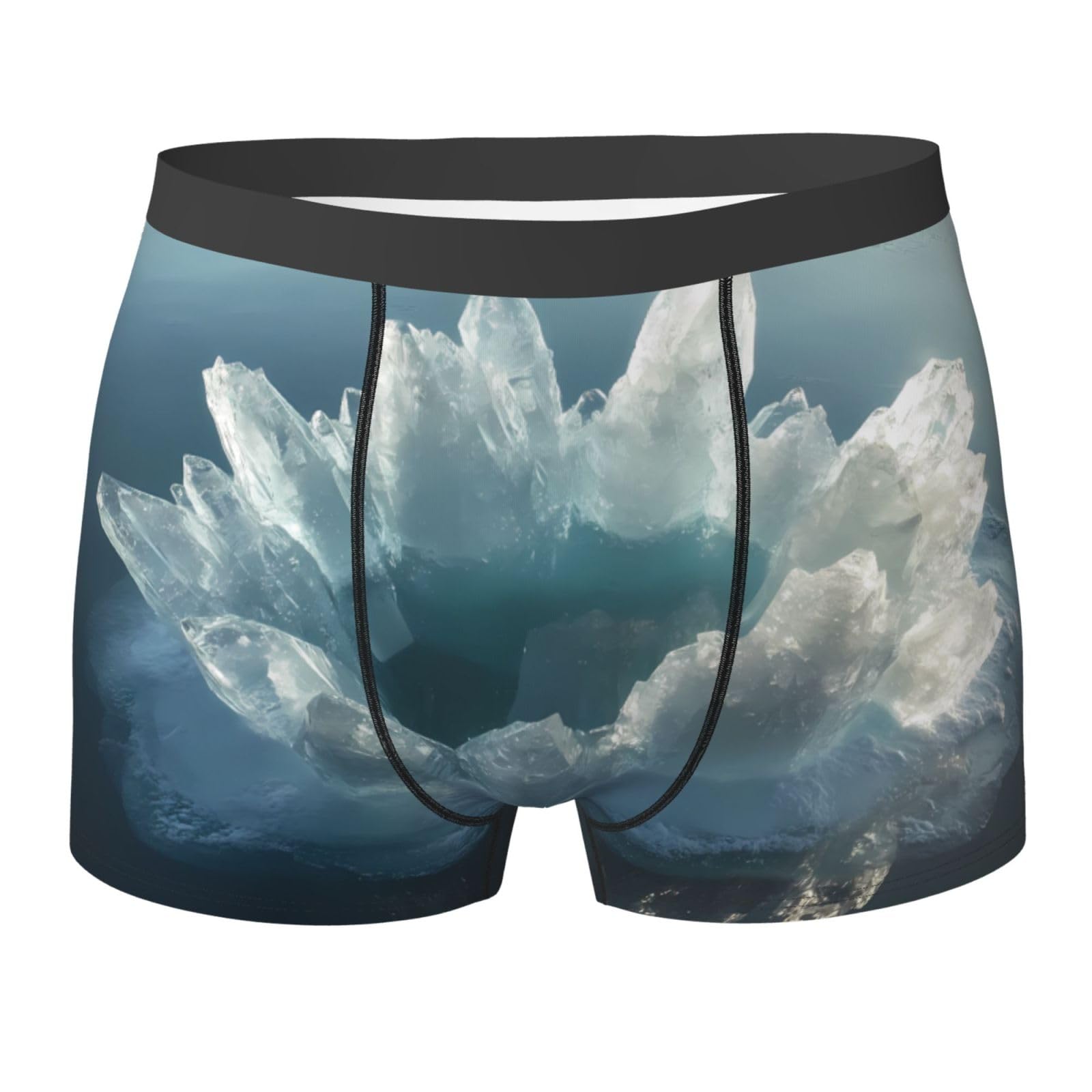 WBQLSL Men's Large crystal XL printing boxer briefs, elastic, breathable, and comfortable against friction. Black