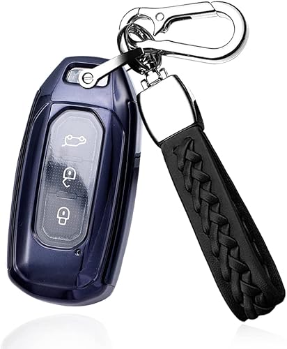 SANRILY Funda para llavero de TPU chapado para Ford Territory 2023 2022 2021 de titanio EV sin llave con llavero morado y negro