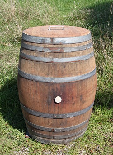 Regentonne, Holzfass, Weinfass Barrique, Temesso-Fass aus Eiche, Eichenholz -300 Liter (Fass geöffnet mit Deckel)