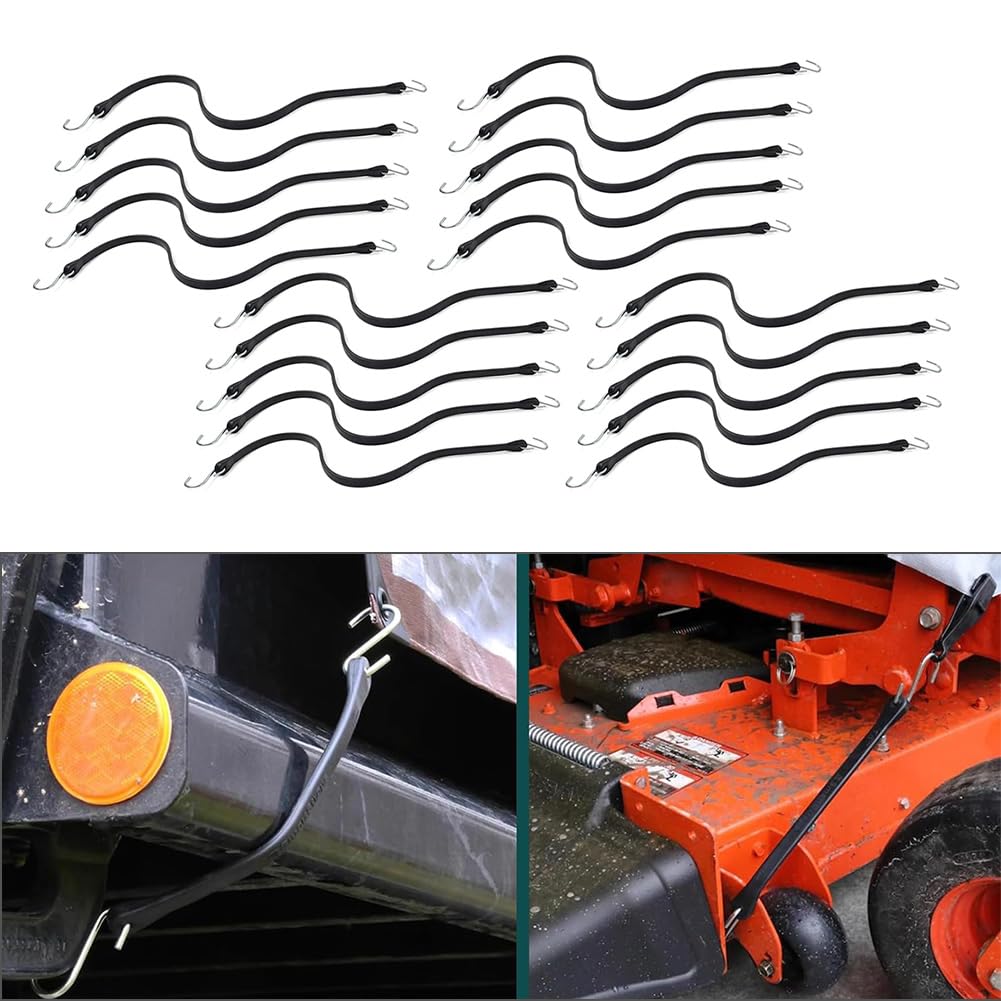 C2Z24776 Correas de lona de goma Correas de amarre resistentes para exteriores Cuerdas elásticas con ganchos 31" Caucho negro Para embarcaciones universales Kayaks SUV 20 piezas