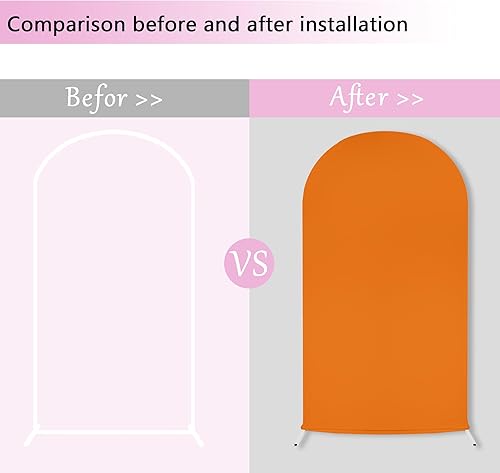 Miniatura 8 de Cubierta de fondo de arco naranja, 5 pies, cubierta de fondo de arco de 6.35 oz, tela de seda de leche elástica en 4 direcciones, cubierta de arco