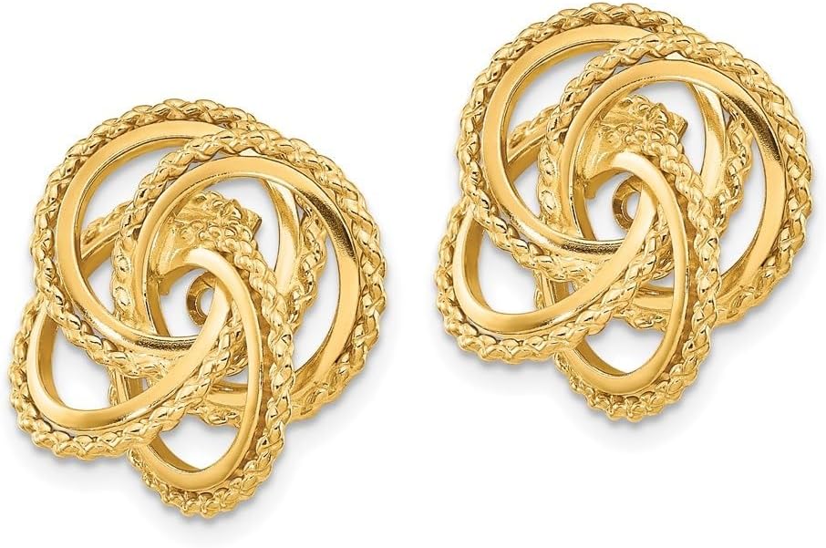 Diamond2Deal 14k Yellow Gold Polished and Twisted Fancy Earring Jackets (L-0.43 Inch,W-0.43 Inch)