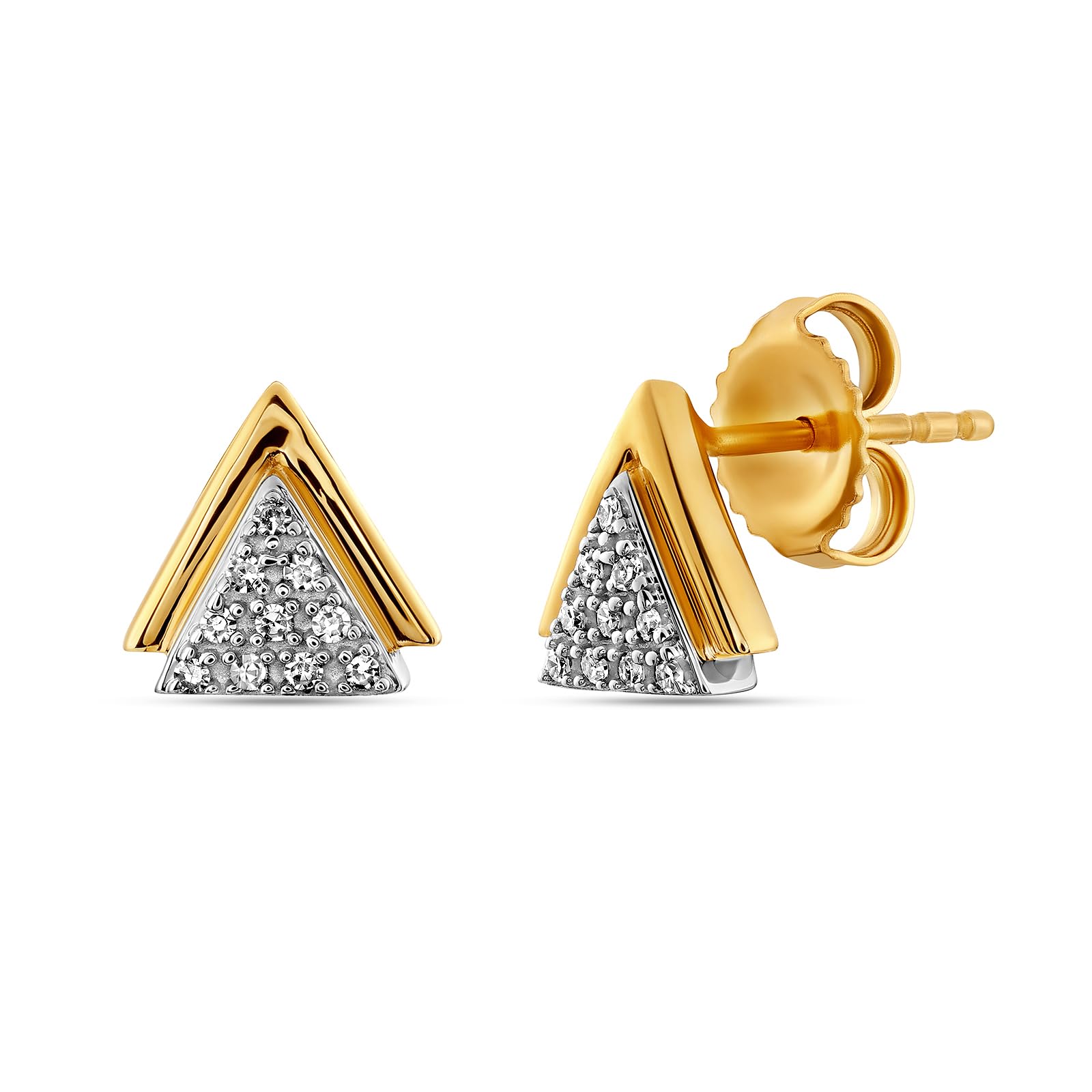 keemti Jewels Lab Grown Diamonds (0.10 Ct) Dual-Tone Triangle Spark Stud Earrings | 925 Sterling Silver | SI Clarity | E-F Color | SGL Certified | Fine Jewellery Gifts for Women & Girls-picture-25
