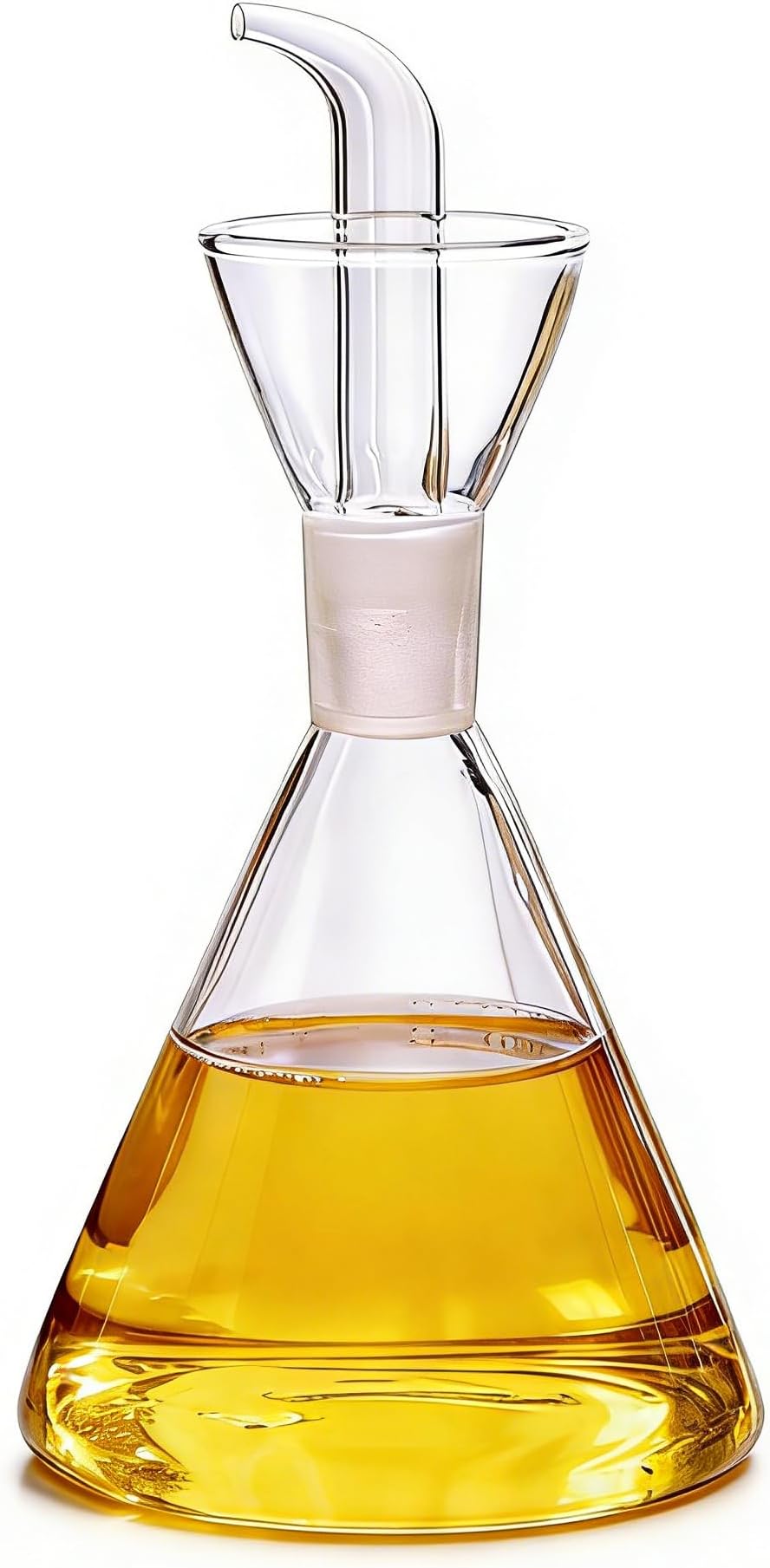ELETON Conical Borosilicate Glass Olive Oil Dispenser – Non Drip Oil Bottle for Kitchen, Leak Proof Vinegar Cruet, Easy Clean, 16 oz