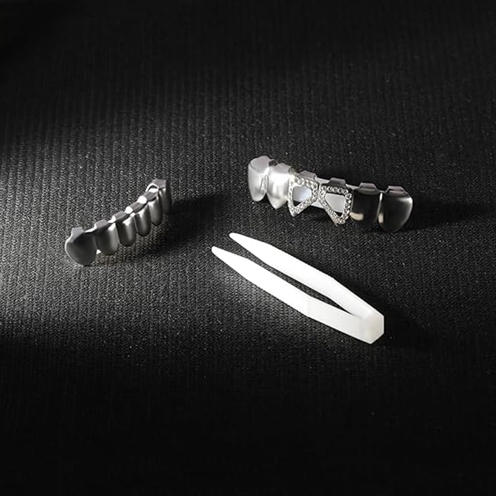 SSyang Hip Hop Teeth Grills for Mouth Braces Decoration, with 2 Silicone Moulds - Image 3