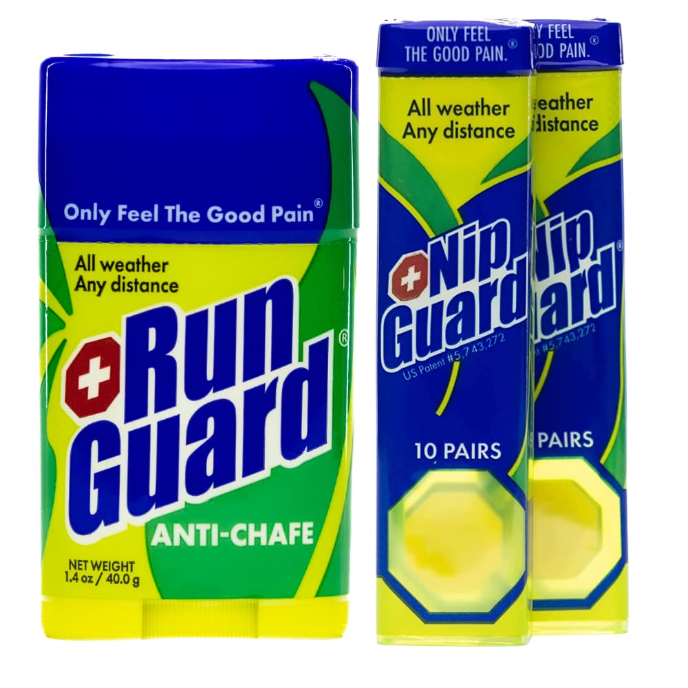 Ultimate Run Guard Bundle with Anti Chafe Stick 1.4 oz and 20 Pairs Nip Guards for Athletes