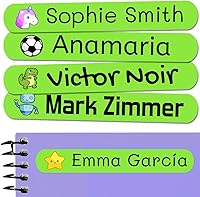 Vista 23 de 50 calcomanías con nombre personalizadas para niños. Etiquetas adhesivas para escuela, jardín de infantes, libros, juguetes y Tupperware. Etiquetas