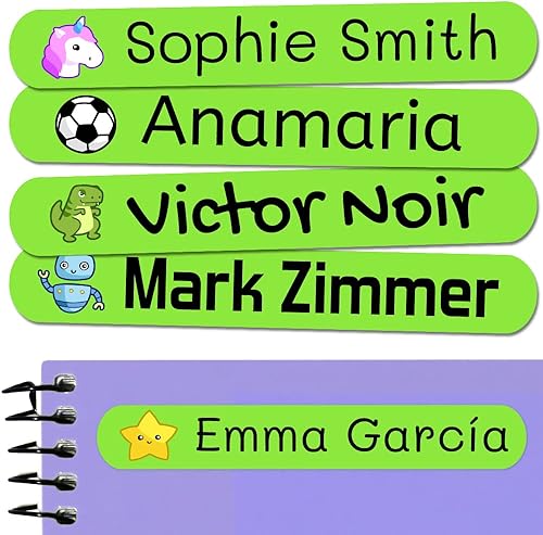 Miniatura 23 de 50 calcomanías con nombre personalizadas para niños. Etiquetas adhesivas para escuela, jardín de infantes, libros, juguetes y Tupperware. Etiquetas