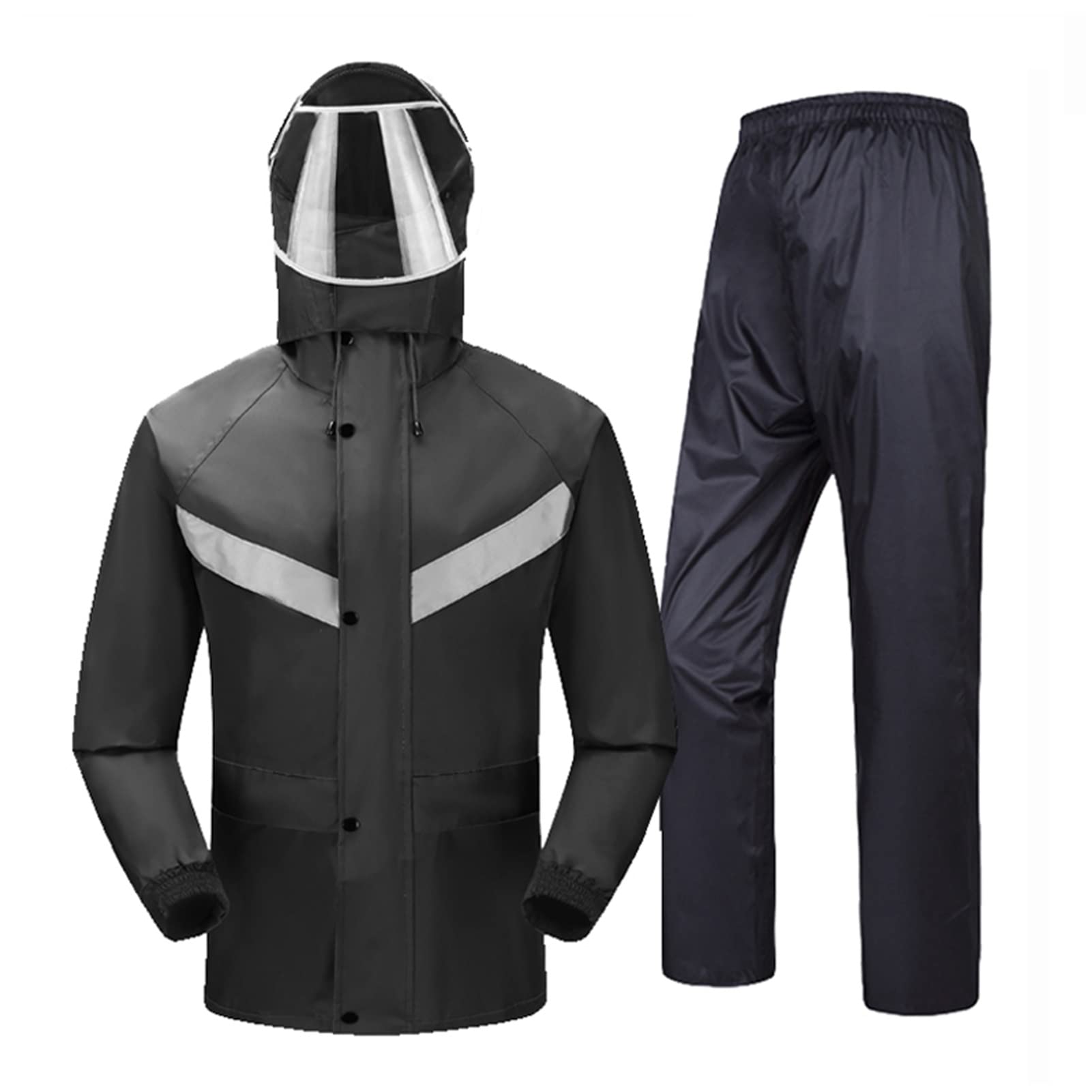 Moto Ciclismo Pioggia Tute da Pesca Impermeabile Cappotto di Pioggia con Cappuccio, Leggero, Traspirante, Alta visibilità Ponchos di Pioggia per Escursioni, Viaggi, Campeggio