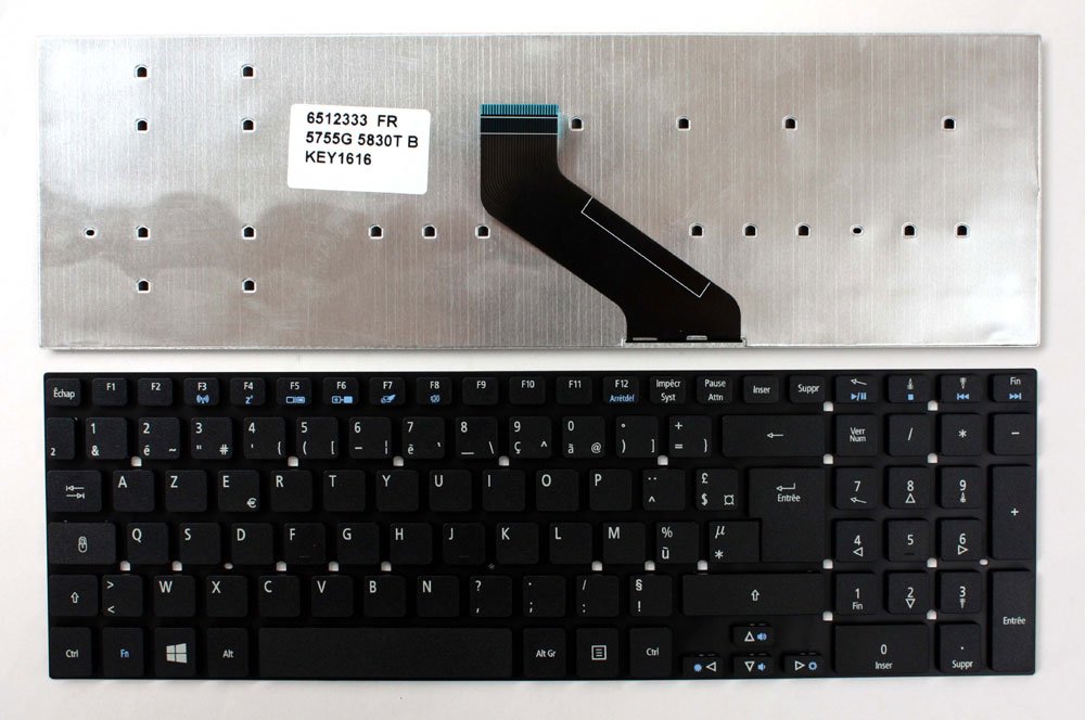 Clavier pour PC portable Acer Aspire 5755G-2636G75MNBS de remplacement français noir