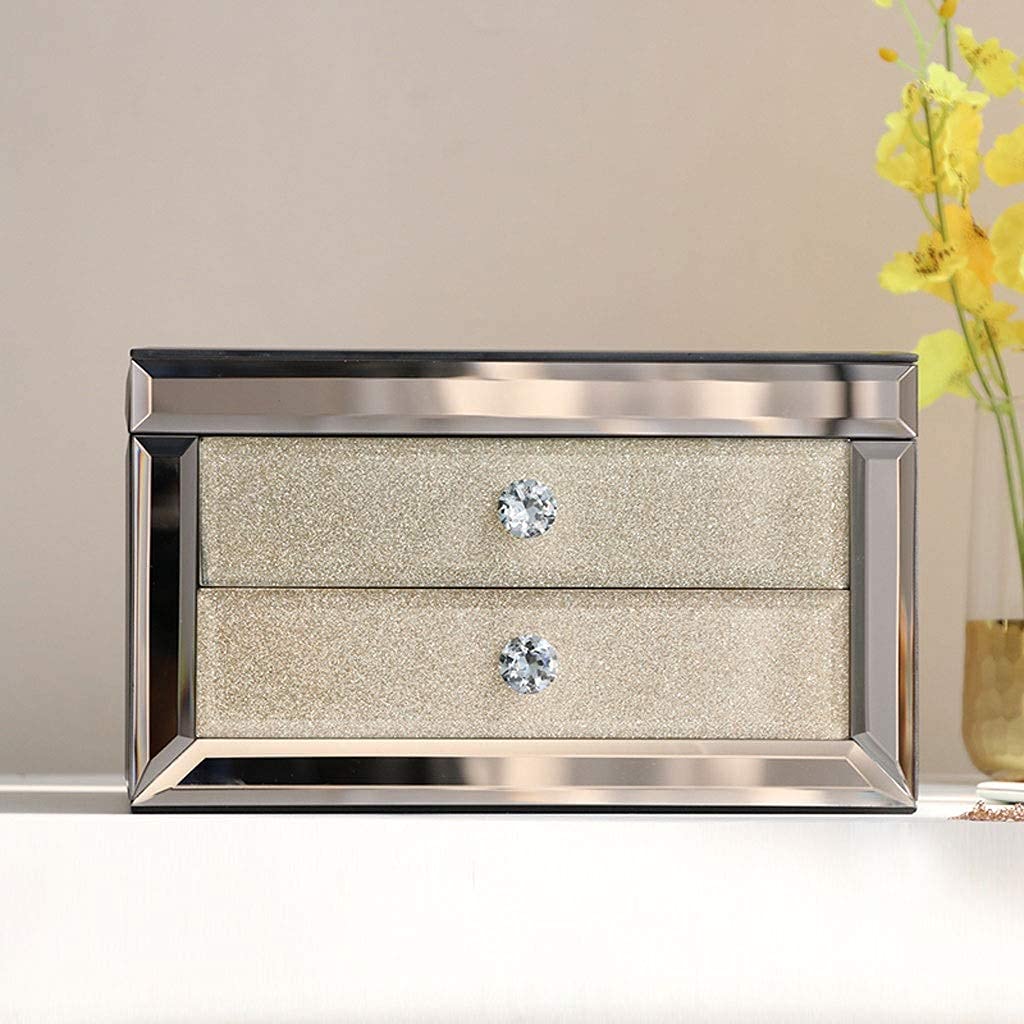 Stojak na naszyjnik na blacie Luksusowe szklane pudełko na biżuterię z lusterkiem do makijażu Organizer do przechowywania biżuterii Ozdobny organizer do pudełka z biżuterią, uchwyt na naszyjnik z