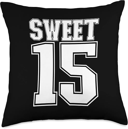 Sweet 15 - Almohada de quinceañera para niños de 18 x 18 pulgadas, multicolor
