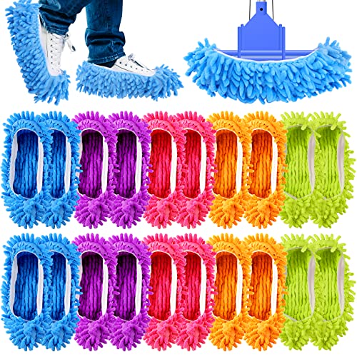 BHUIJNY 20PCS Mop Socks,Mop Shoes for Floor Cleaning,Microfiber Shoes Cover