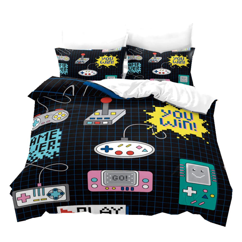 Housse de couette gamer 140_x_200 anti-plis pour lit d'ado impeccable