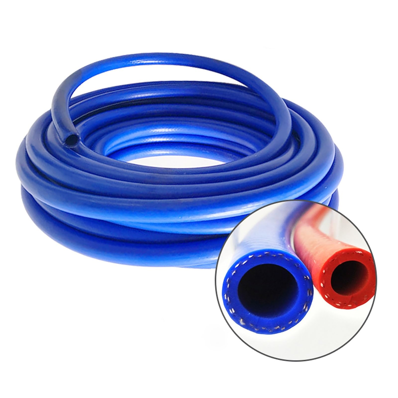 Tubo de vacío de silicona rojo/azul de 1 m y 6-32 mm de diámetro interior, manguera de goma trenzada reforzada, tubería de aire y agua, tubería de alta presión resistente al calor(Red,19x25mm