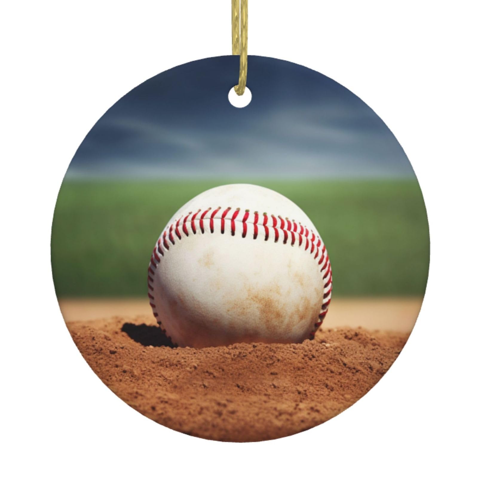 Fodpand Women's White Baseball Christmas Ornaments 2025, Gift Exchange For Men, Collectible Ceramic Ornament Round Hanging Ornaments For Christmas Tree Decoration