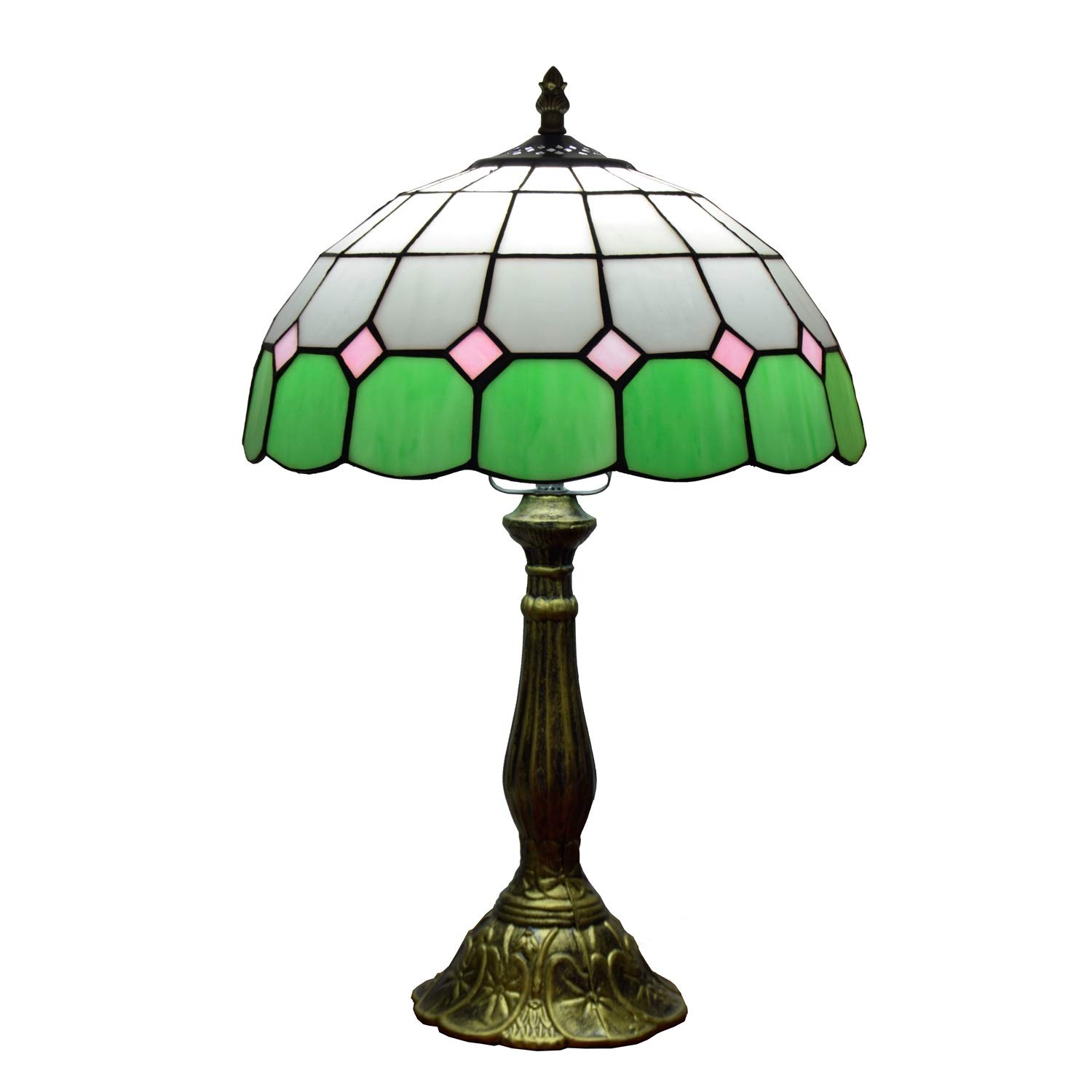 Aioneer 12 Inch Tiffany Stained Glass Table Lamp European Modern Mediterranean Blue Living Room Dining Room Bedroom Bedside Counter Light Bar Simple Desk Lamp