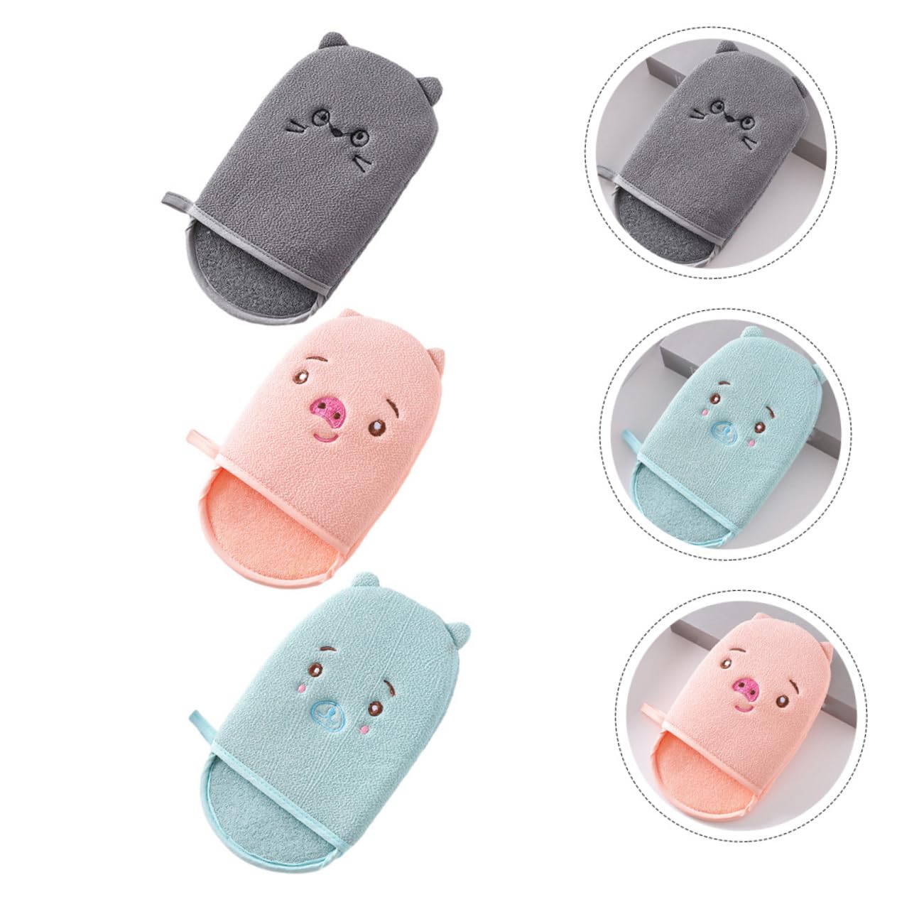 minkissy 9pezzi Esfolianti Per Doccia Per Profonda Cartoon Per Esfoliazione e Colori Grigio Blu Rosa