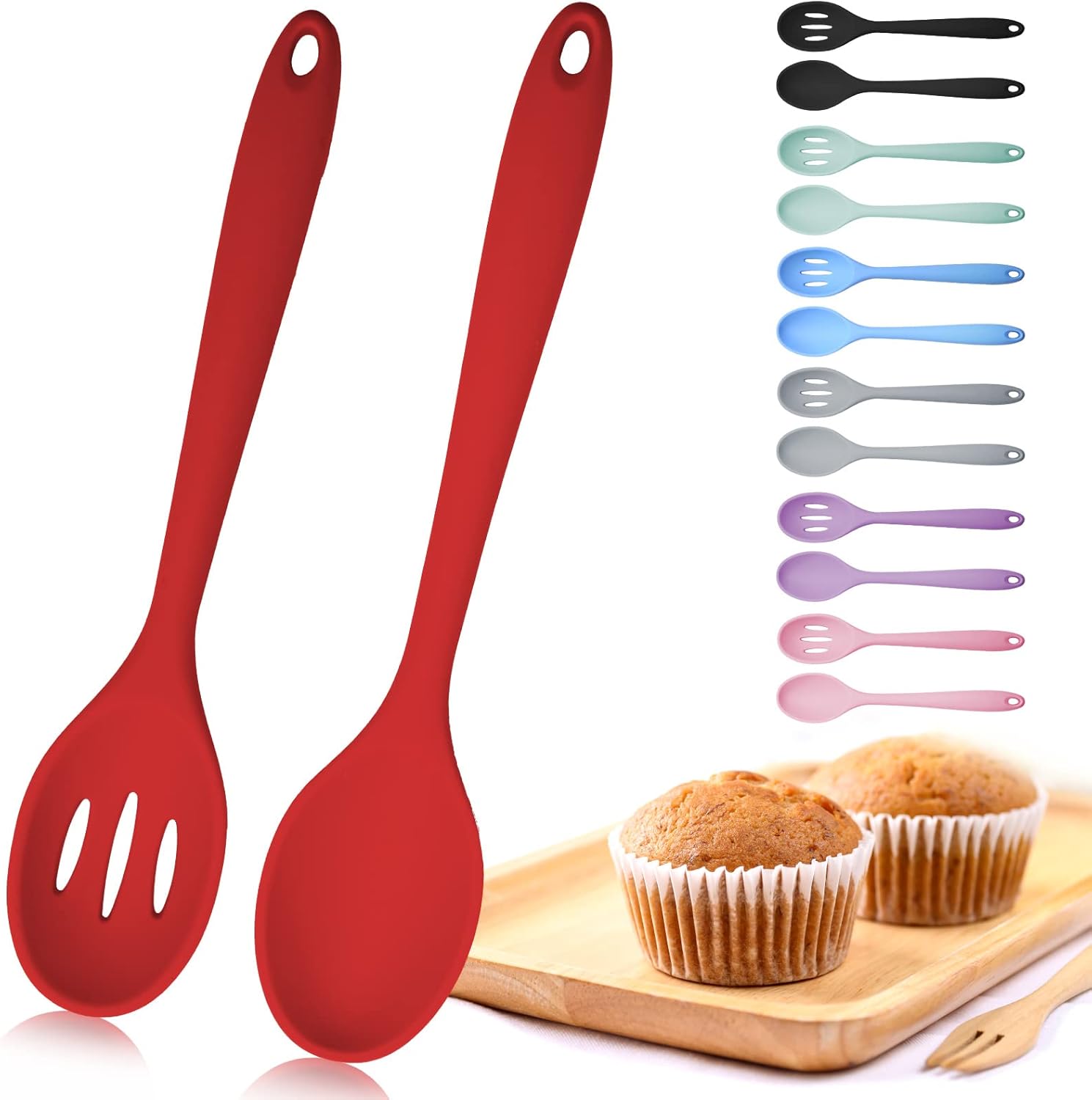 Mixing Spoons, Silicone Slotted Spoon, Silicone Spoons for