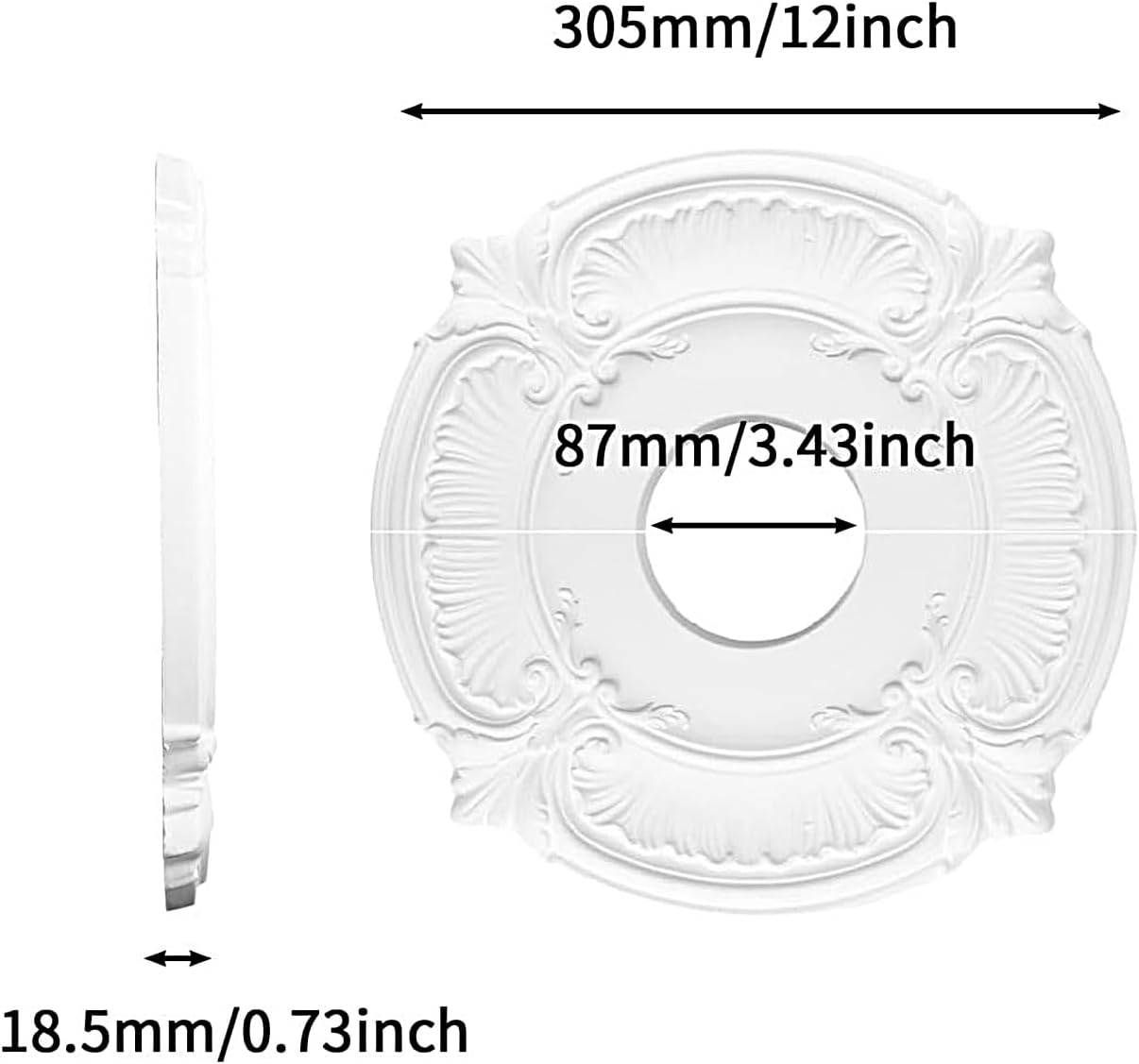 PU Ceiling Rose, Chandelier Base Plate for Light Fixtures and Fans with Split Design, Durable Ceiling Fan MedallionCeiling Light Split Cover Decorative Trim for Home Office Hotel Living Room Decor