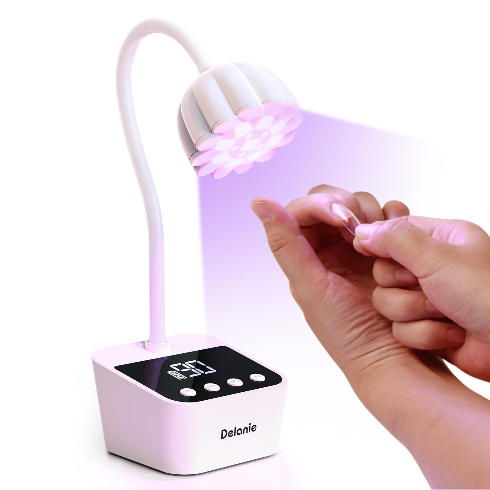 Delanie 35W Lampe UV Ongles Gel avec Capteur Automatique Intelligent & Écran LCD, Séchage Rapide 4 Minuterie de 10s/30s/60s/90s, Design Col de Cygne Flexible pour Manucure à Domicile et en Salon