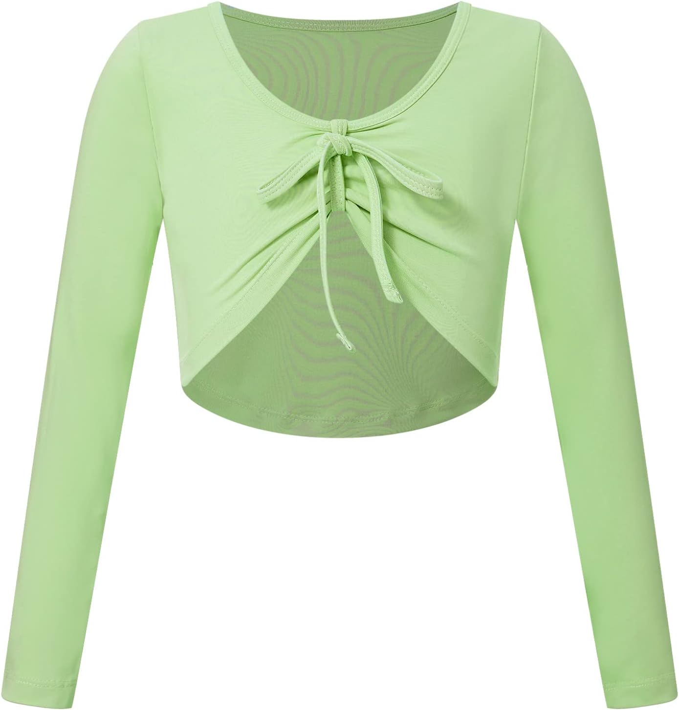 Mufeng Kids Girls Dance Crop Top Ballet Wrap Tops Long Sleeve Self Tie Dance Coat Cotton Wrap Shrug Sweater Dancewear