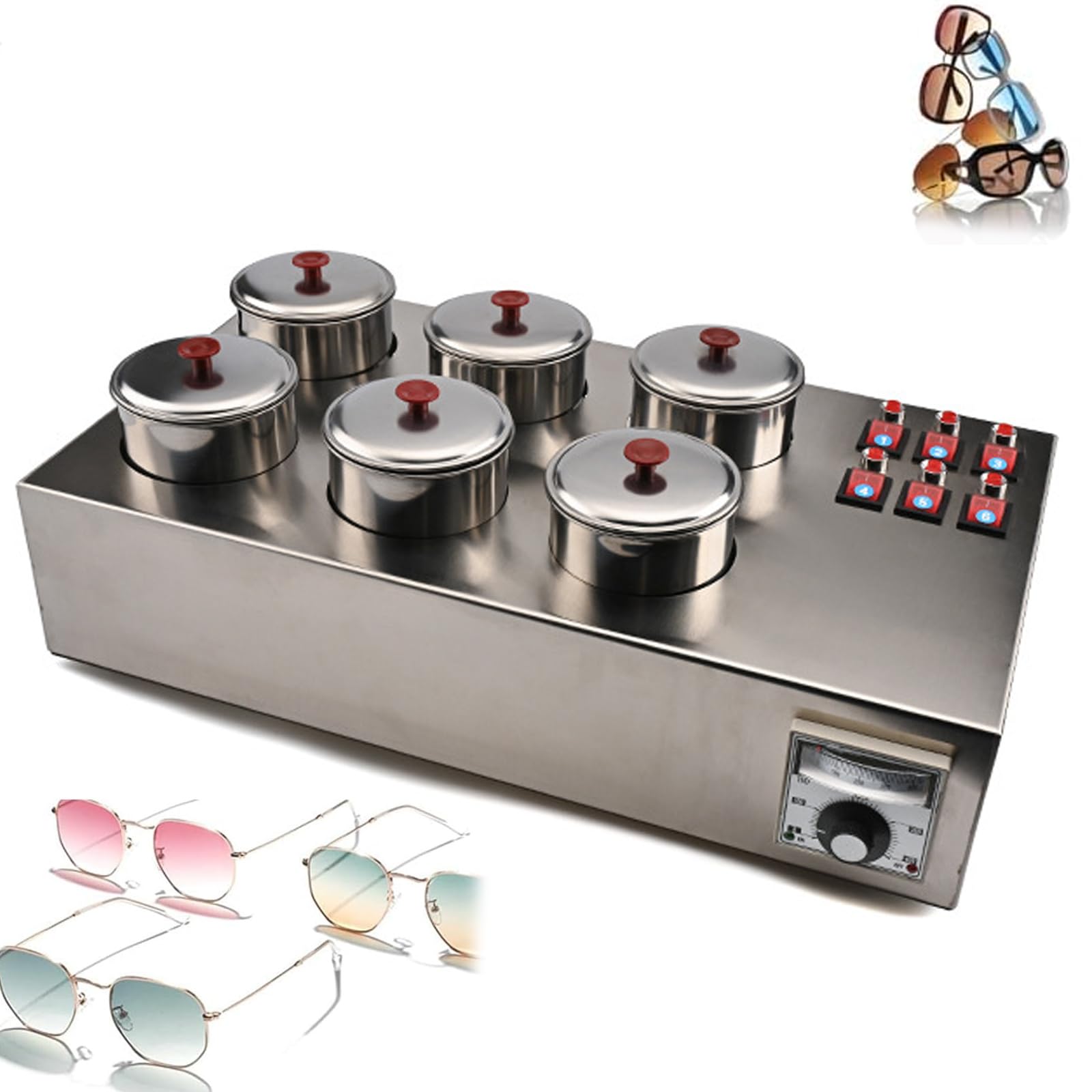 ZHJOPP Eyeglasses Coloring Machine, 6-Cup Optical Lens Tinting Machine with Independent Switch,for Optical Shops & Vision Care Centres