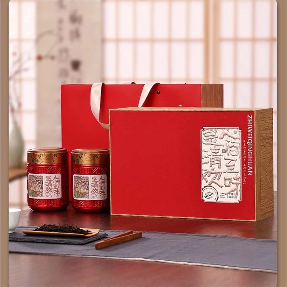 XYNSNDB Teedose, große Tee-Aufbewahrungsdose, runde Dose, versiegelte Dose, Leere Dose, Retro-chinesisches Tee-Set, Doppeldose, Geschenkbox-Set, Teedose (A)