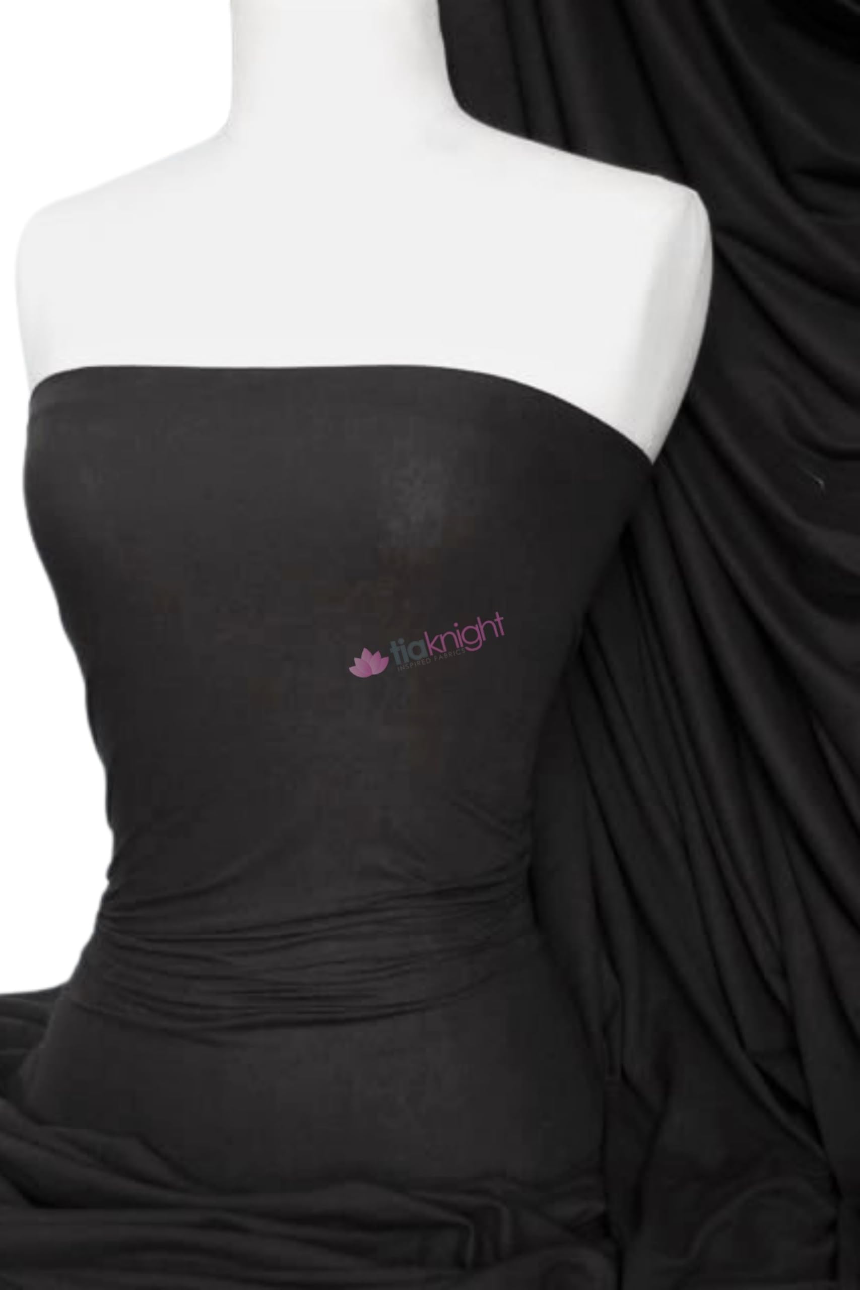 100% Cotton Single Jersey Fabric | Soft Stretch T-Shirt Material | Over 50 Colours | Oeko-Tex Certified | Same Day Dispatch | By Tia Knight (Black)
