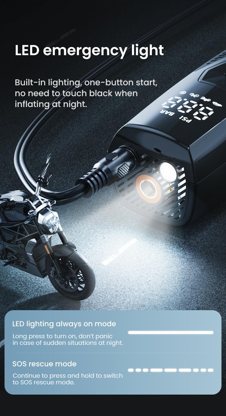 Air Compressor 22000rpm High Speed Motor, 35l/Min Large Capacity Quick Inflatable Silent Air Pump, Suitable For Inflatable Products Such As Cars, Motorcycles, Bicycles, Balls, Etc