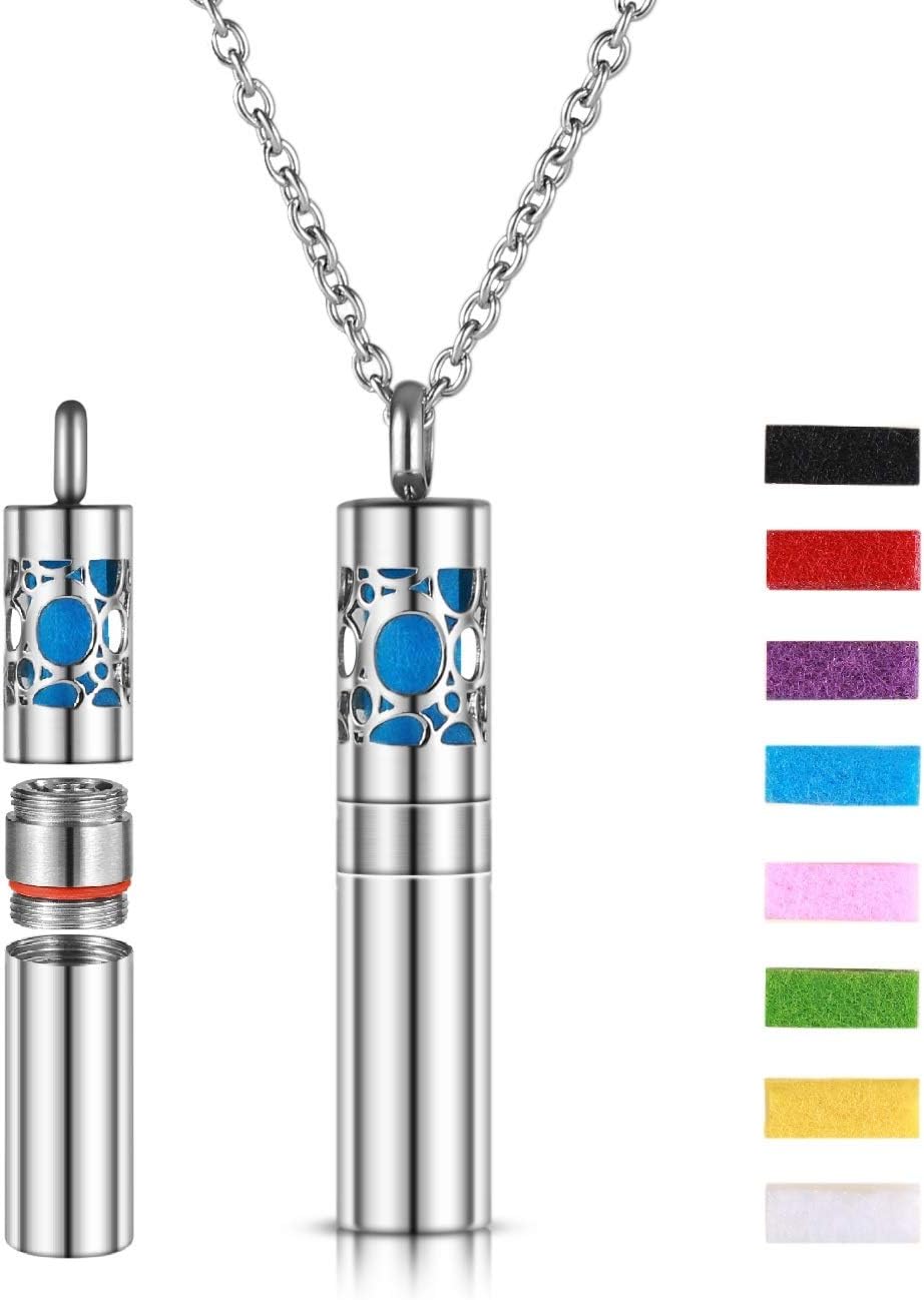 Essential Oil Diffuser Pendant Necklace Hollowed out Pattern Perfume Bottle Pendant Jewelry Scent locket (Water)
