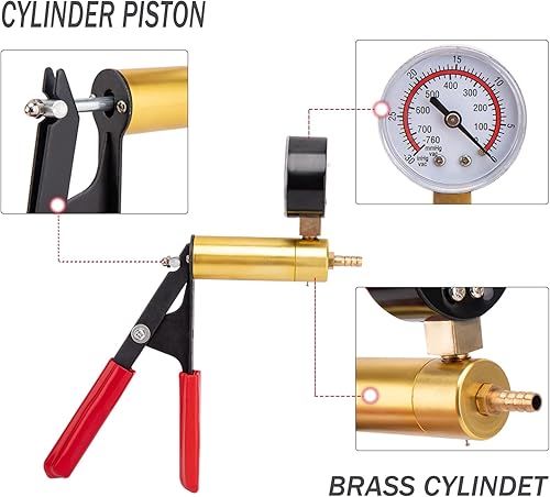 Miniatura 4 de Kit de purga de frenos 2 en 1 Juego de prueba de bomba de vacío de mano con juego de sangrado de líquido de frenos automotriz con adaptadores de