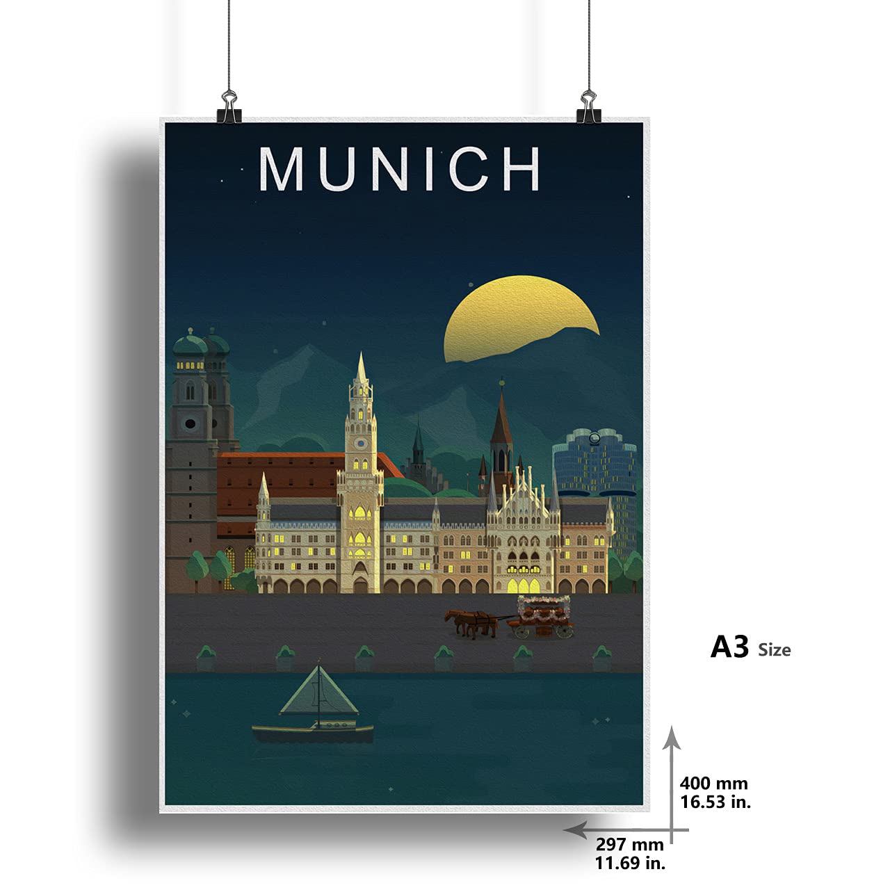Amazon.co.jp: 100都市夜景ポスター 有名な旅行都市プリント 旅行
