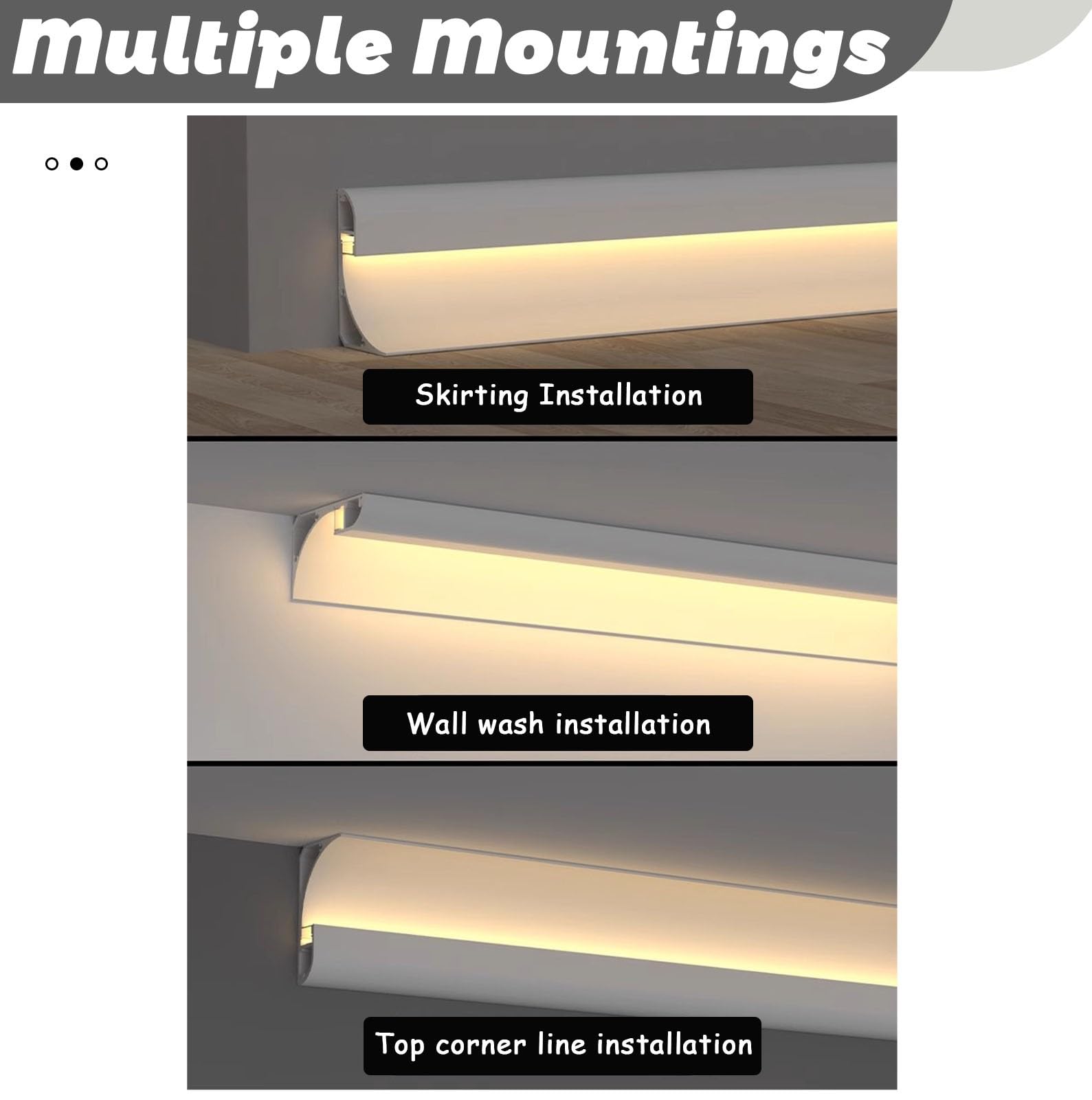 Indirektes LED-Beleuchtungs-Set – 2,1 m Aluminiumk mit Diffusor für Heimdekoration, Sockelleiste und Gesims